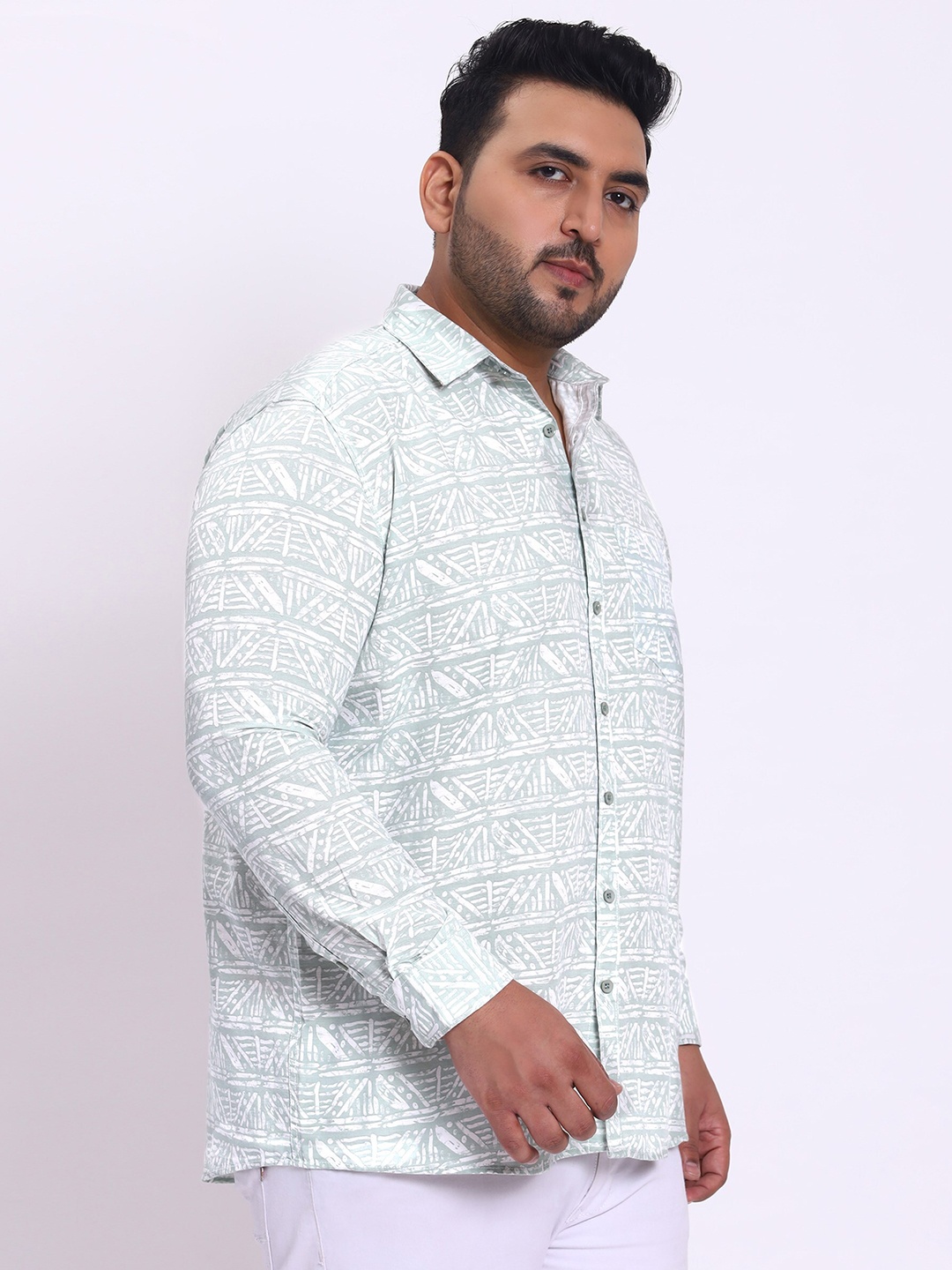 

Toodle Plus Comfort Abstract Printed Cotton Linen Casual Shirt, Green