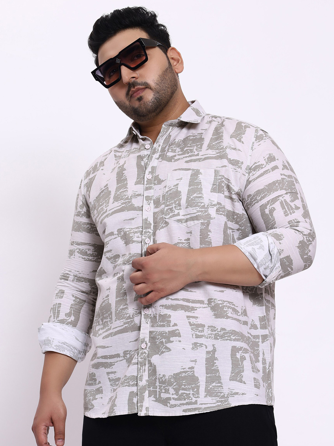 

Toodle Plus Comfort Abstract Printed Cotton Linen Casual Shirt, Green