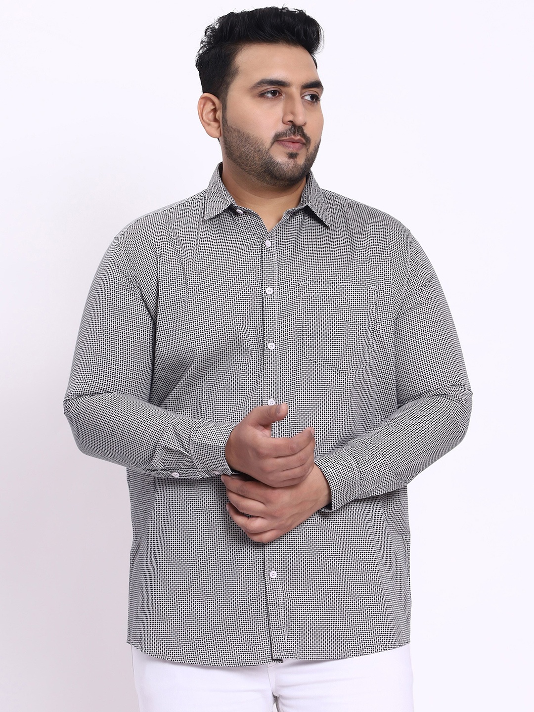 

Toodle Plus Comfort Micro or Ditsy Printed Pure Cotton Formal Shirt, Grey