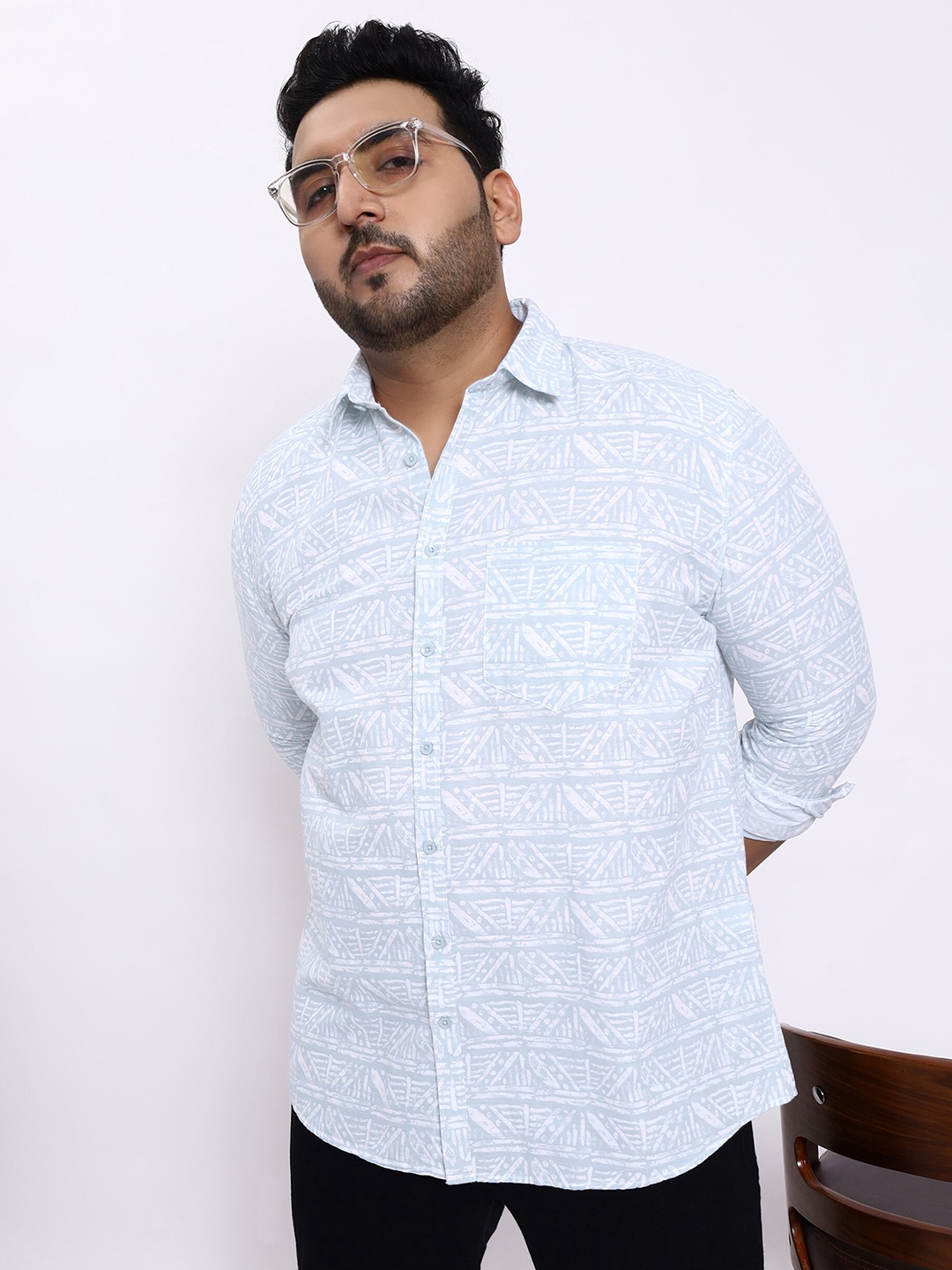 

Toodle Plus Comfort Abstract Printed Cotton Linen Casual Shirt, Blue