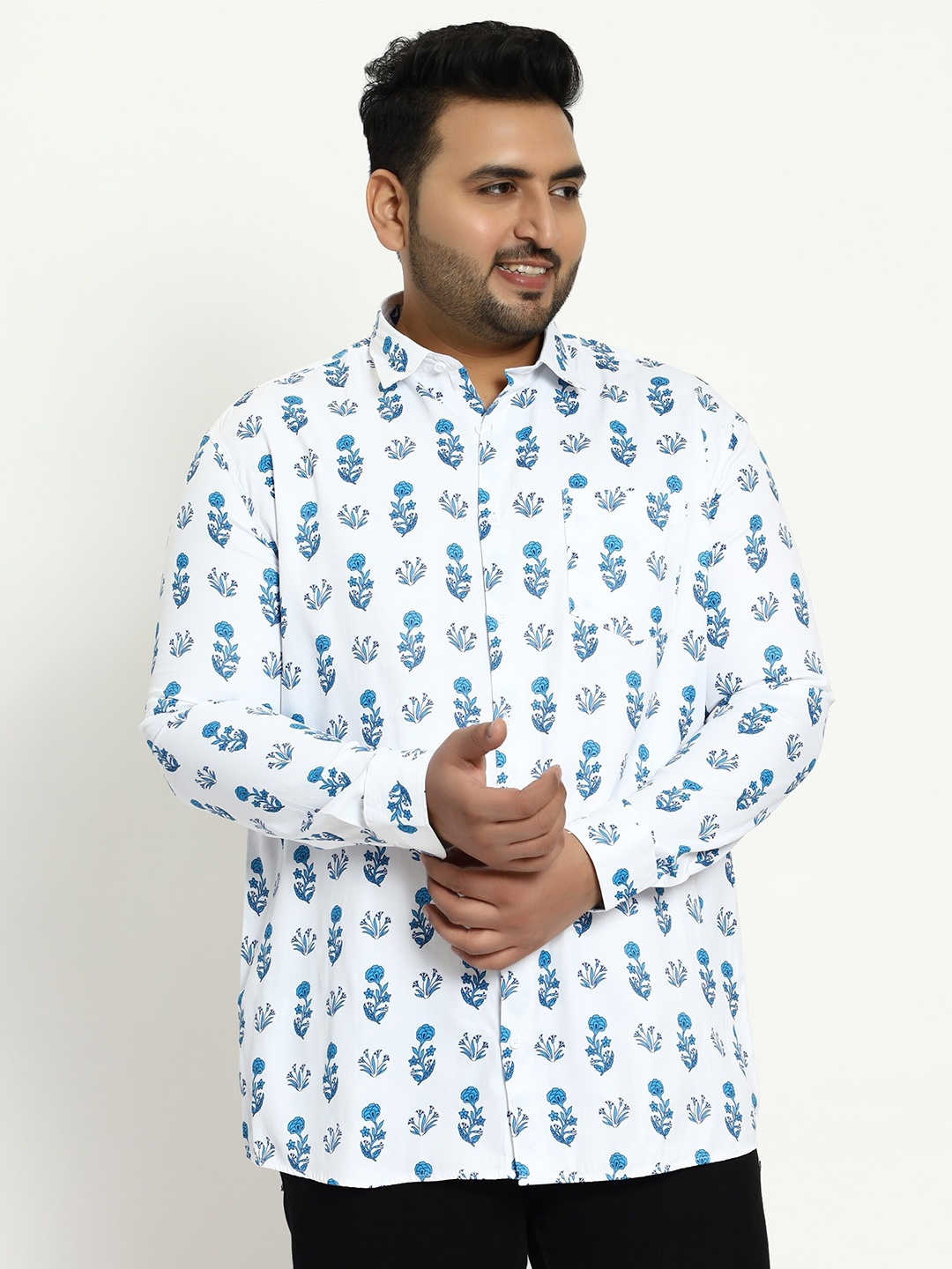 

Toodle Plus Comfort Floral Printed Pure Cotton Casual Shirt, White