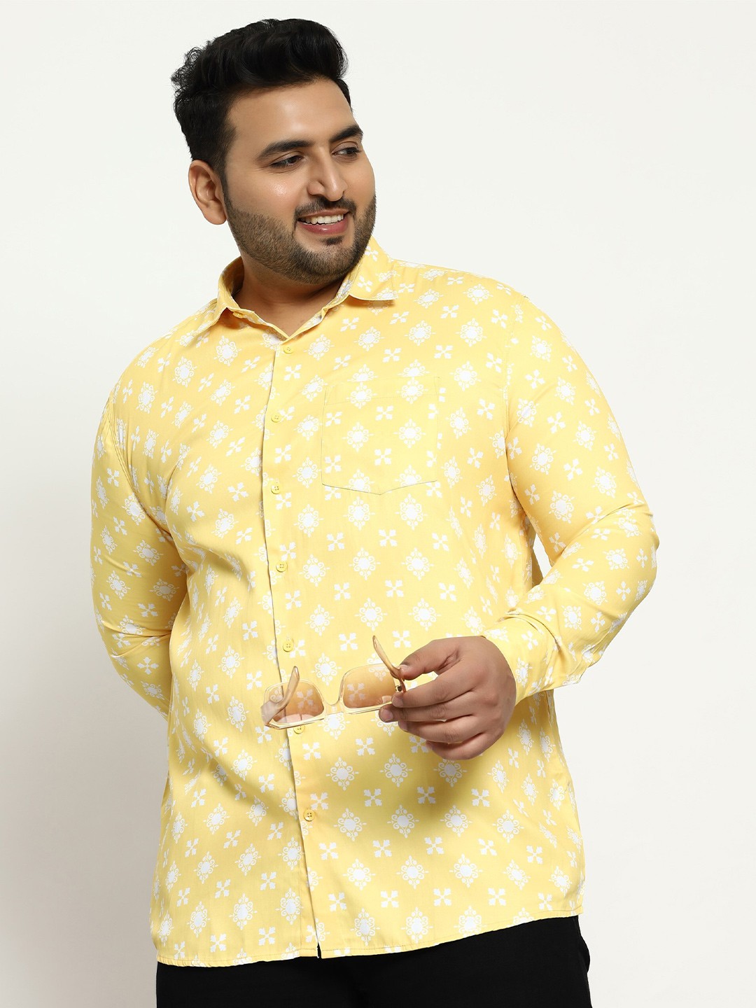 

Toodle Plus Comfort Floral Printed Pure Cotton Casual Shirt, Yellow