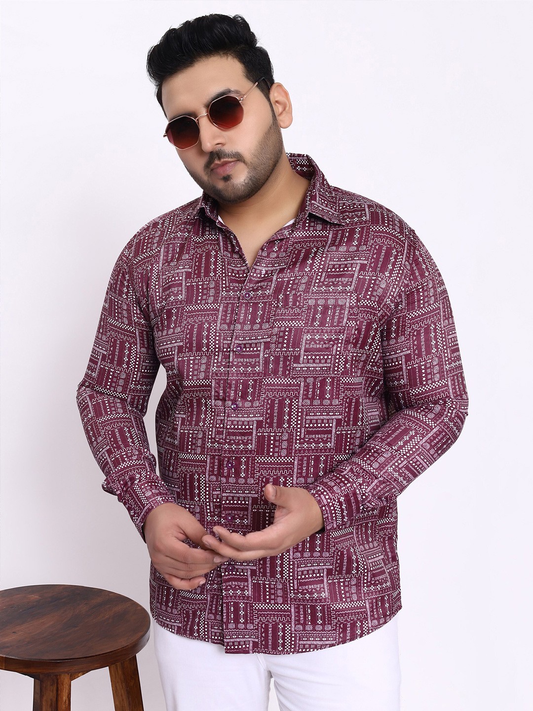 

Toodle Plus Comfort Geometric Printed Pure Cotton Casual Shirt, Maroon