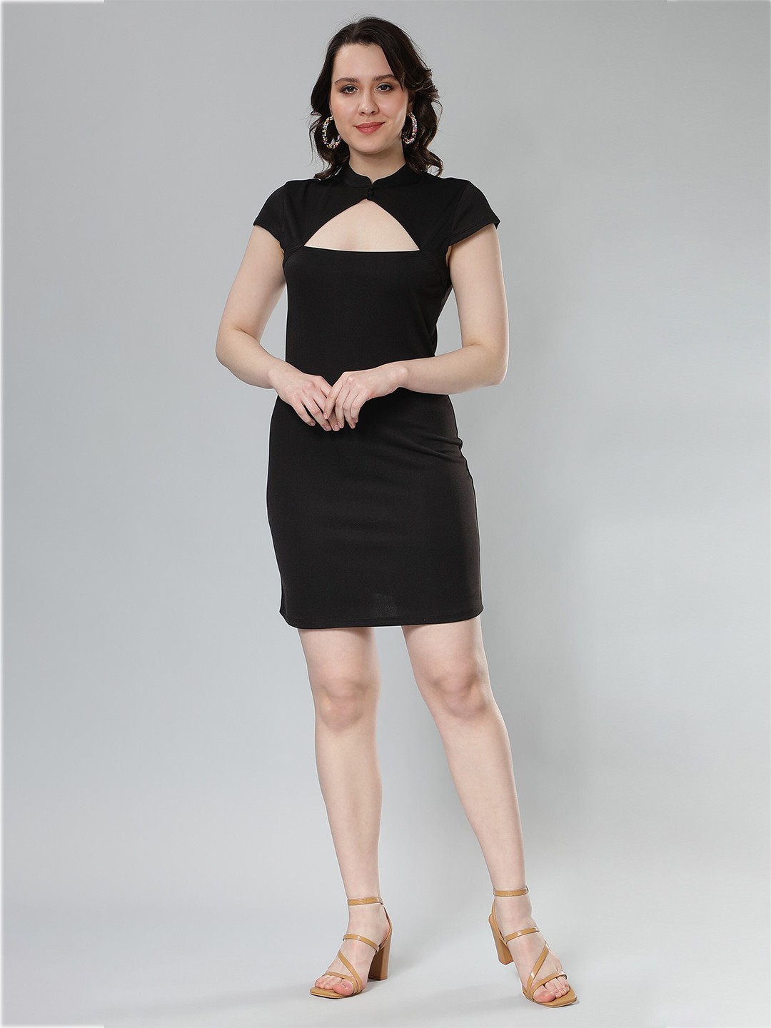 

NUEVOSDAMAS Cut Out Neck Bodycon Dress, Black