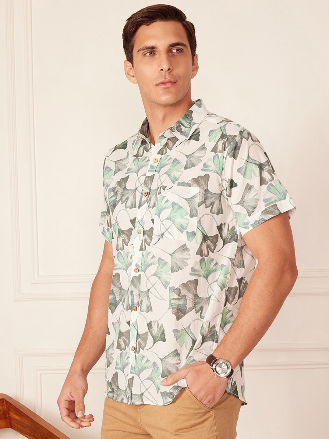 

DENNISON Smart Block Printed Casual Shirt, Off white