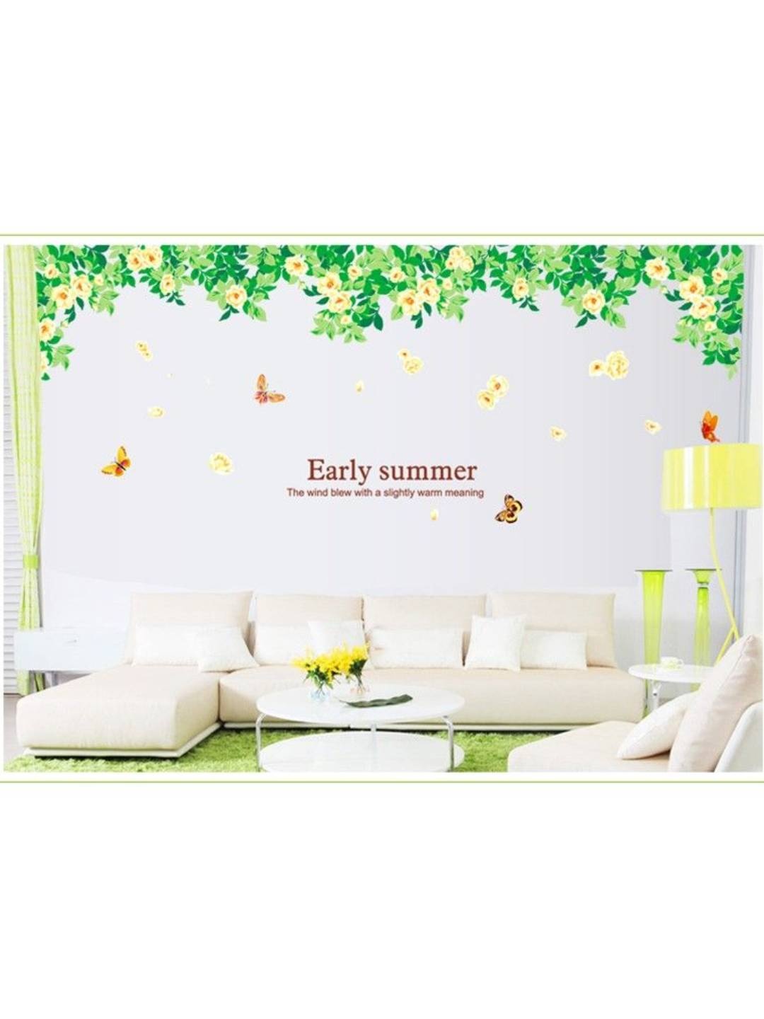 

Jaamso Royals Green Printed Leaves and Butterfly Wall Sticker