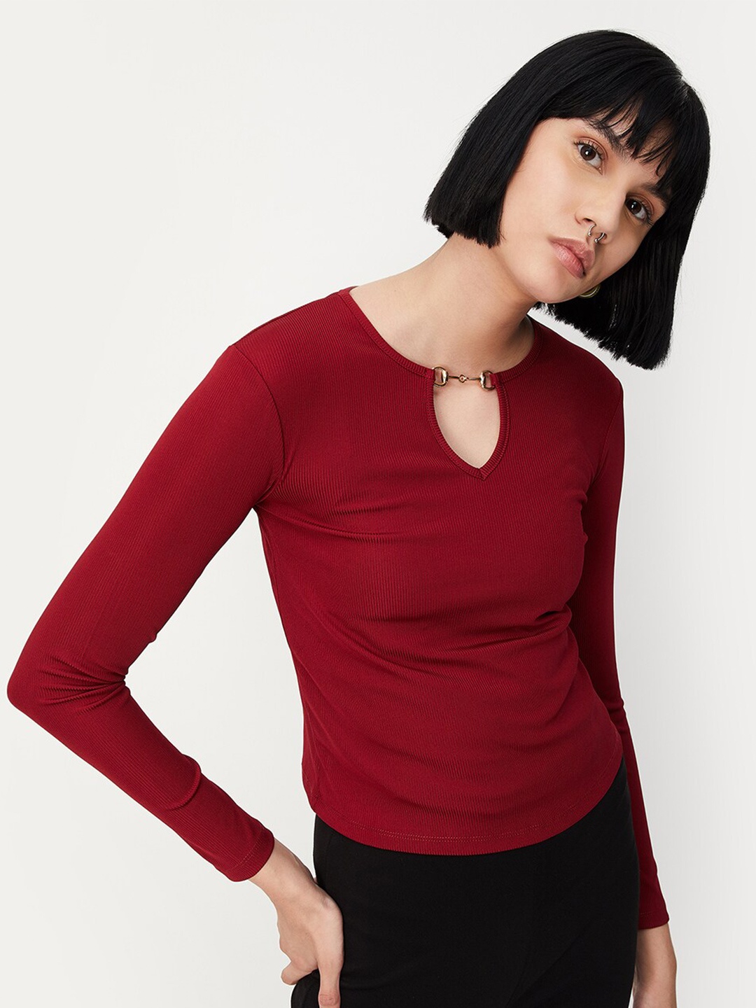 

max Tie-Up Neck Regular Top, Red