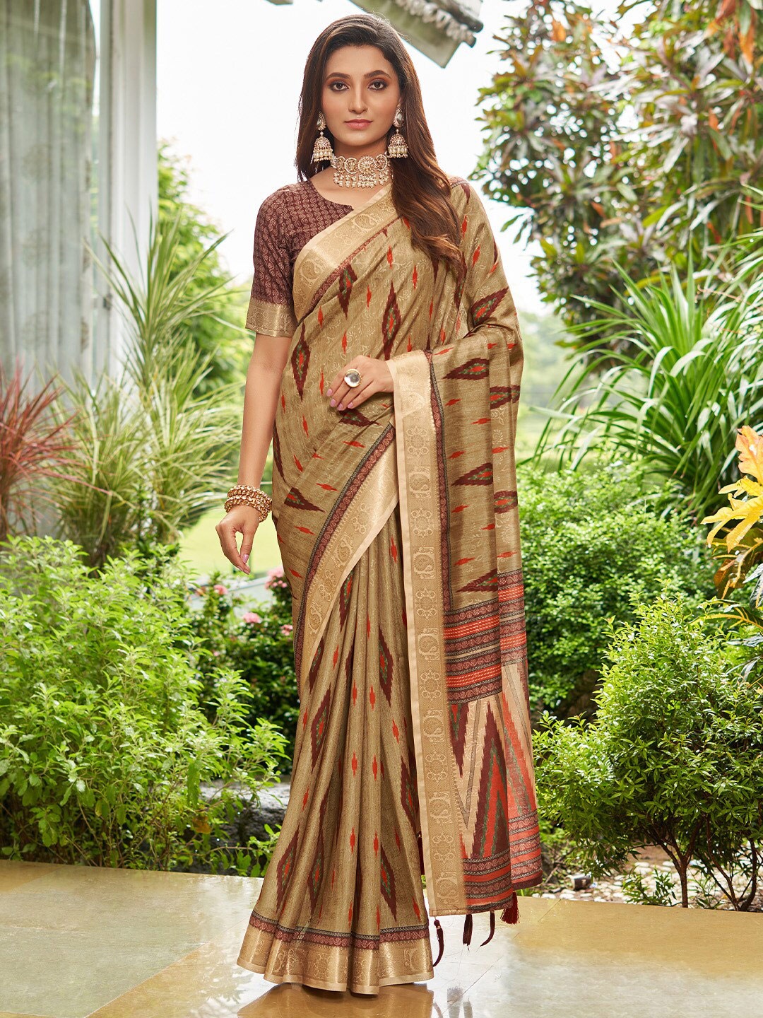 

KARAGIRI Ethnic Motifs Woven Design Zari Saree, Mustard