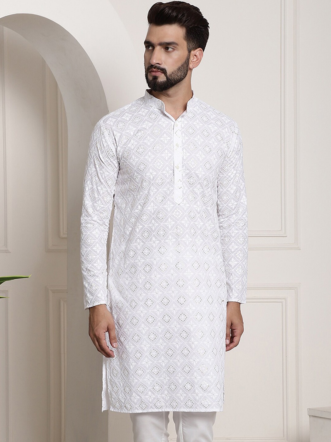 

SOJANYA Printed Chikankari Kurta, White