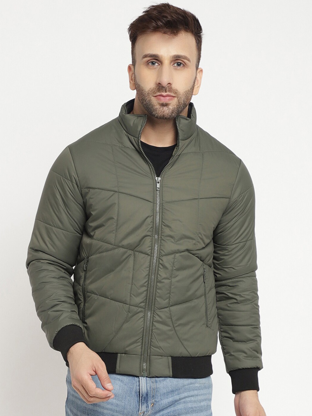 

BETTER THINK Mock Collar Lightweight Padded Jacket, Olive