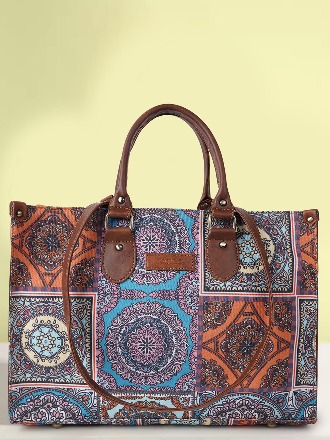

FARGO Ethnic Motifs Printed Oversized Shopper Handheld Bag, Blue