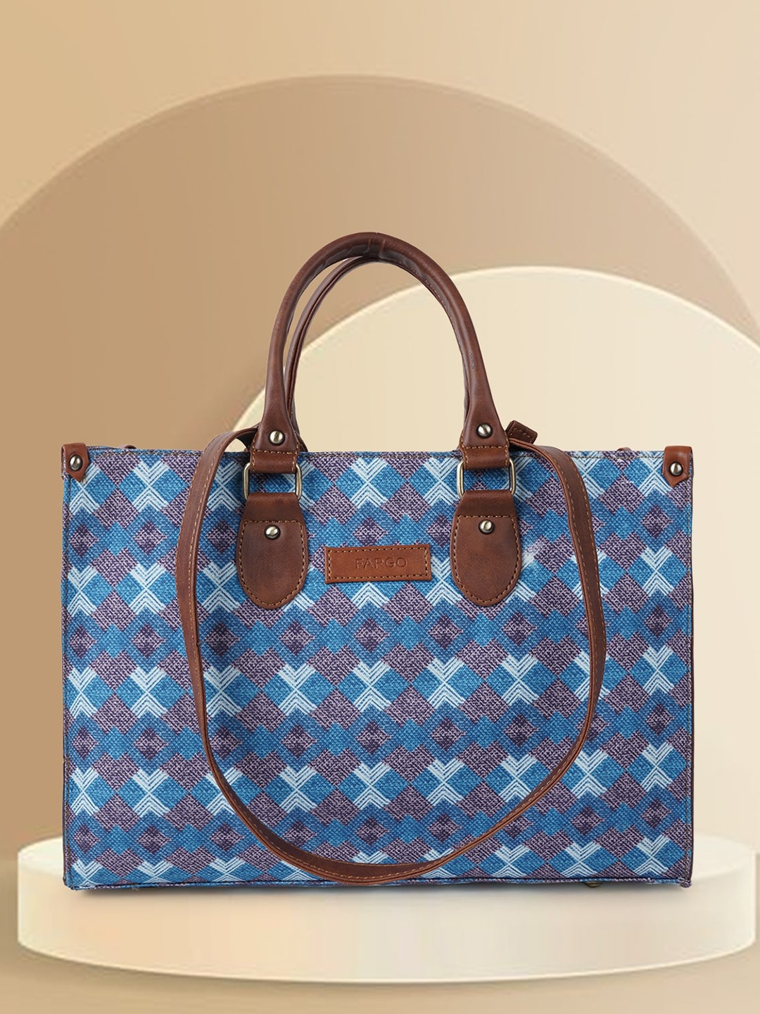 

FARGO Geometric Printed Shopper Tote Bag, Blue