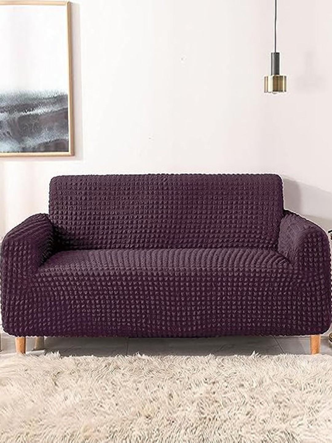 

HOUSE OF QUIRK Maroon Textured Durable 4-Seater Sofa Cover