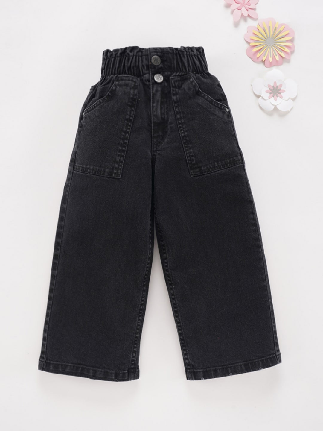 

Ed-a-Mamma Girls Light Fade Straight Fit Cotton Jeans, Black