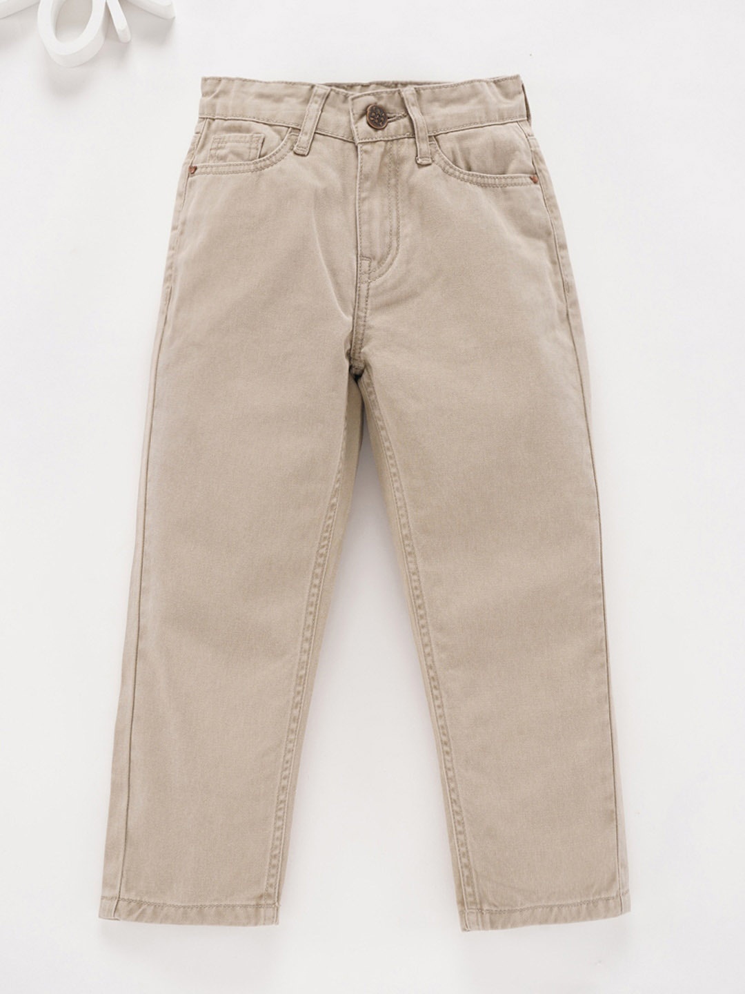 

Ed-a-Mamma Boys Straight Fit Clean Look Cotton Jeans, Beige