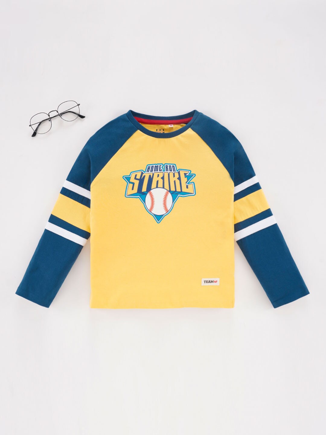 

Ed-a-Mamma Boys Varsity Colourblocked Cotton T-shirt, Yellow