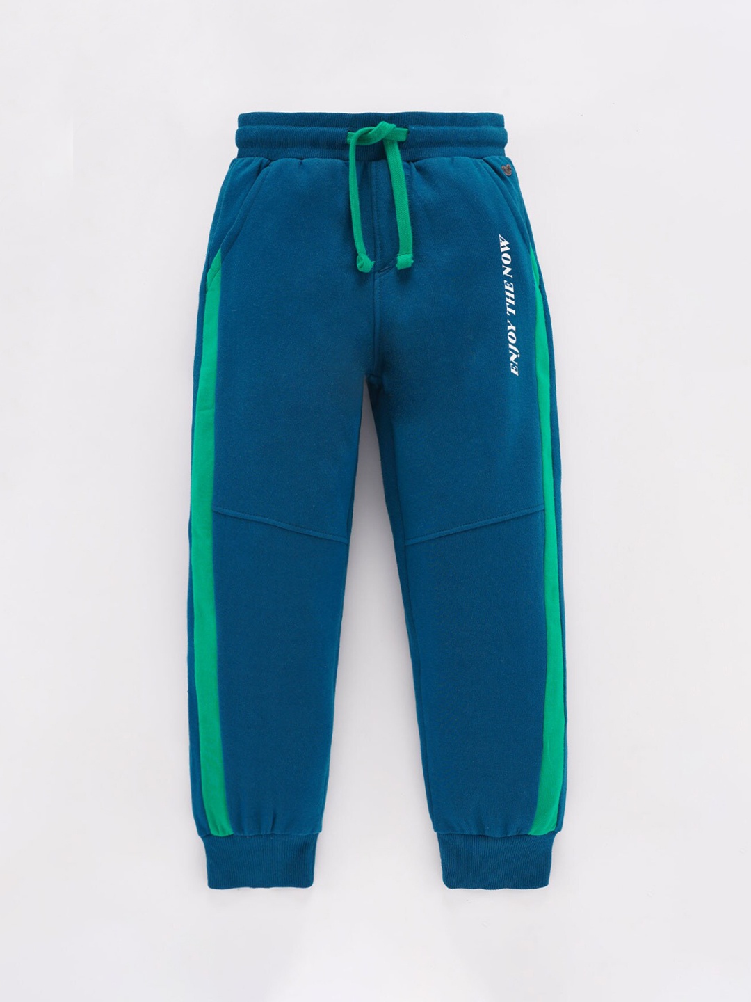 

Ed-a-Mamma Boys Printed Detail Pure Cotton Sustainable Knitted Joggers, Teal