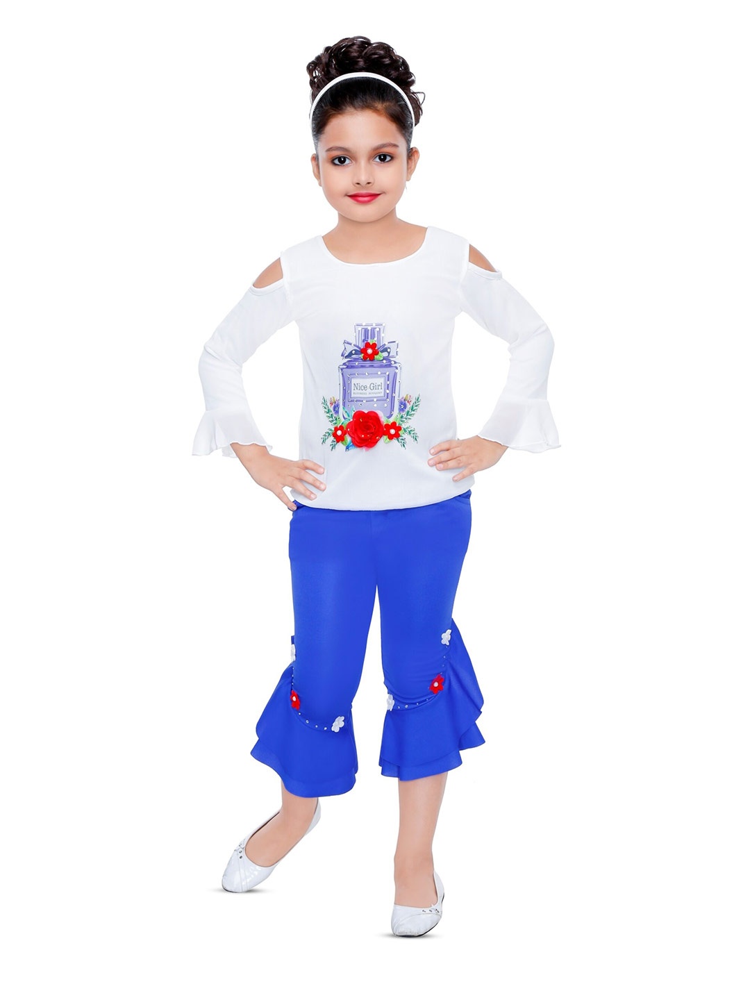

BAESD Girls Printed Top with Capris, Blue
