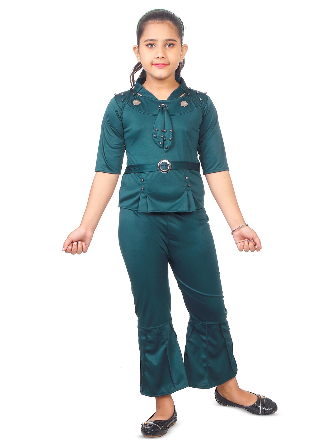 

BAESD Girls Embellished Top with Trousers, Green