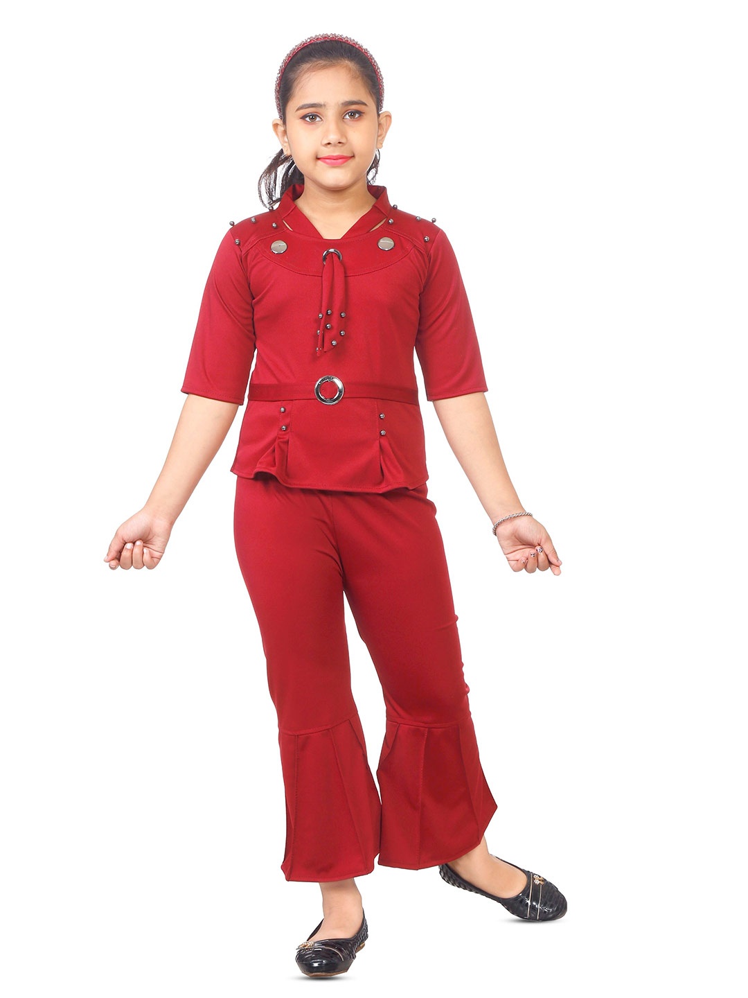 

BAESD Girls V-Neck Top With Trousers, Red