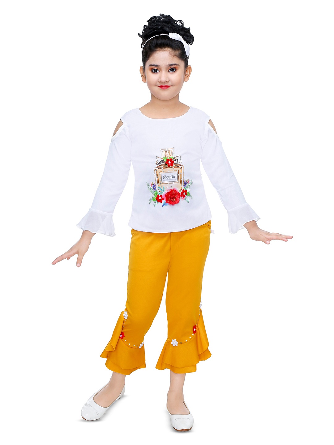 

BAESD Girls Printed Top with Capris, Yellow