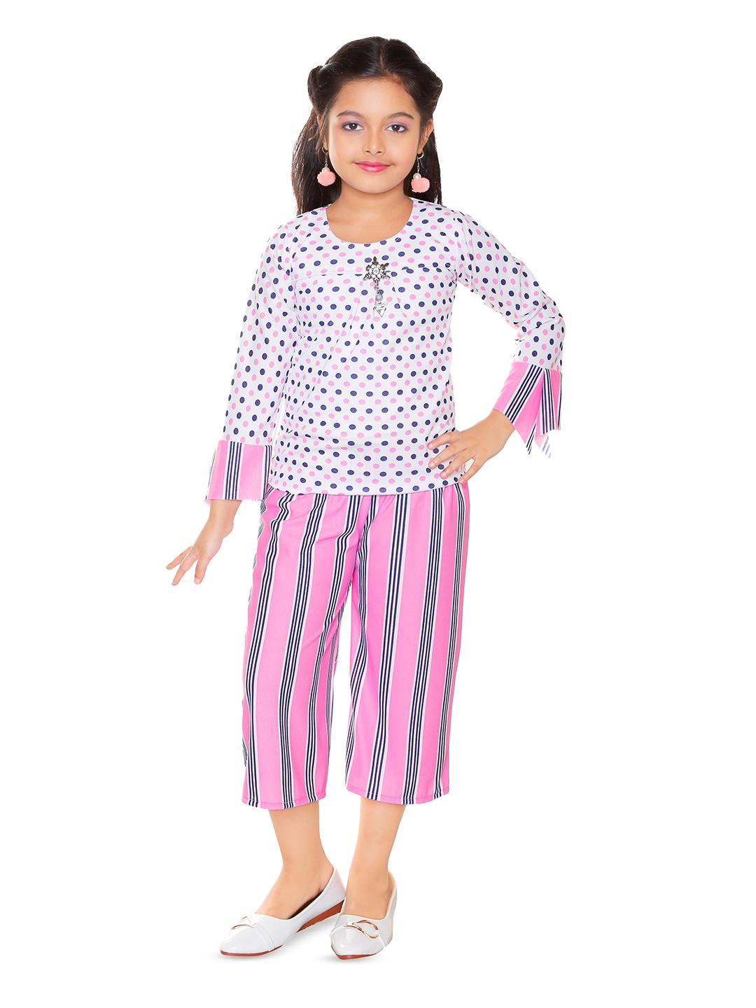 

BAESD Girls Printed Top With Trousers, Pink