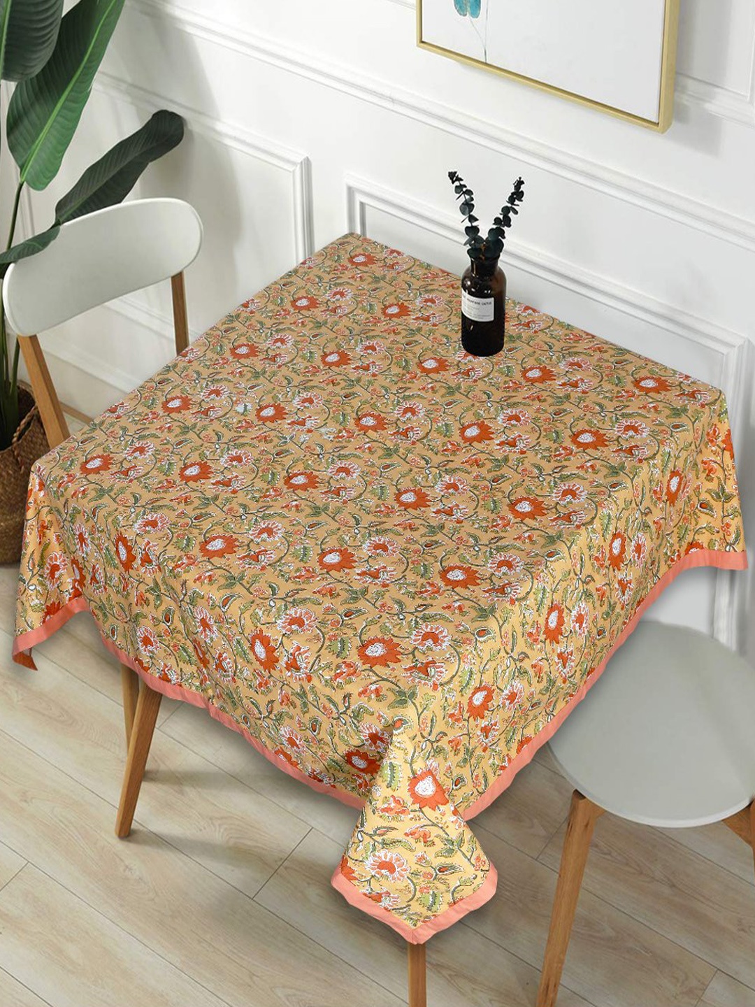 

INDHOME LIFE Brown & Red Ethnic Motifs Printed Pure-Cotton 4-Seater Table Cover