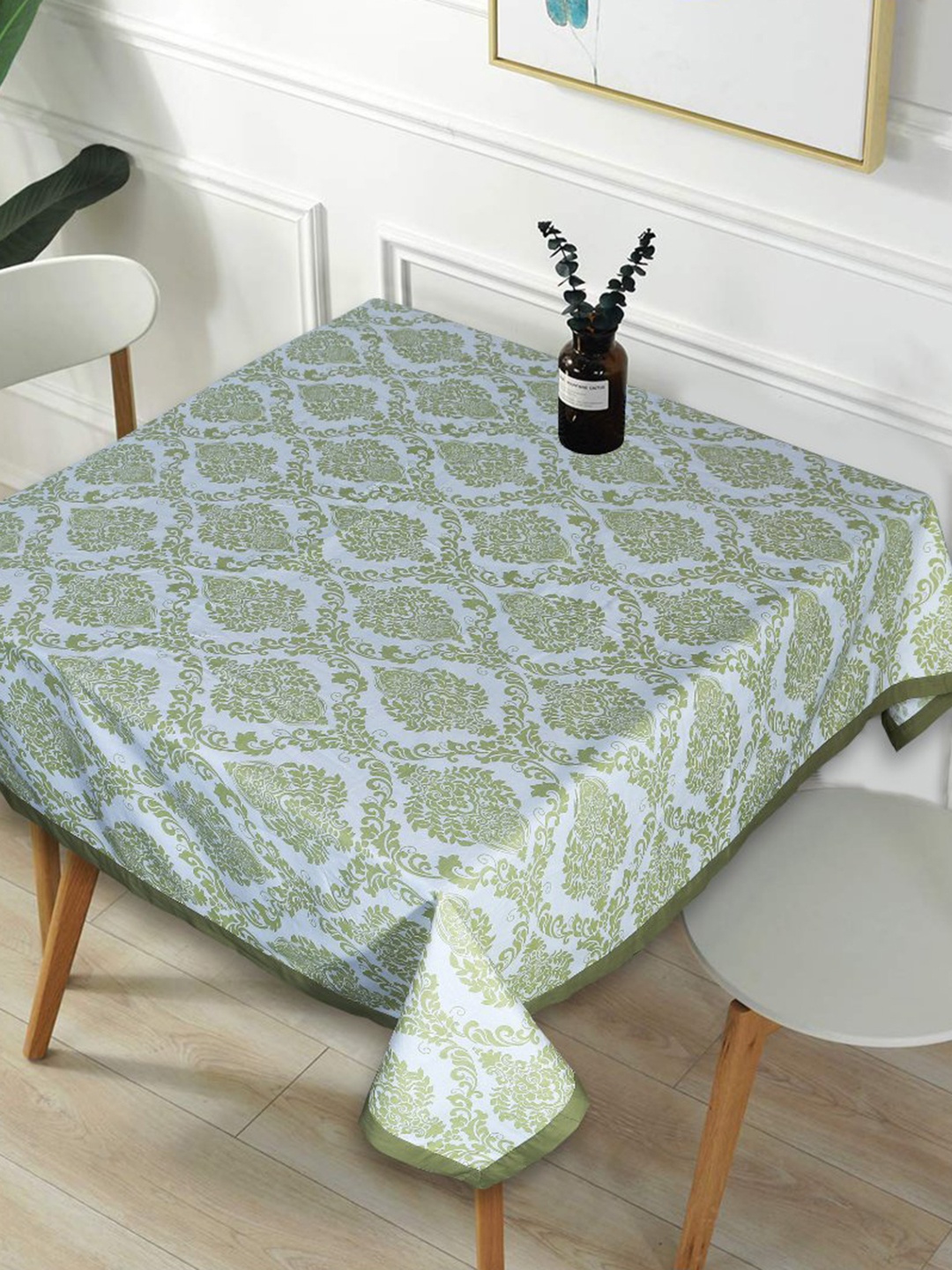 

INDHOME LIFE Green Ethnic Motif-Printed Pure-Cotton 4-Seater Table Cover