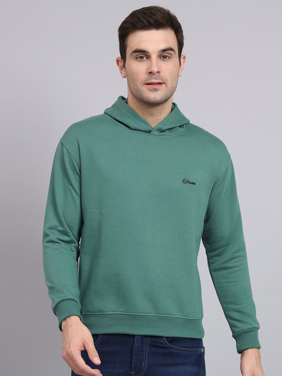 

Obaan Hooded Cotton Pullover Sweatshirt, Lime green