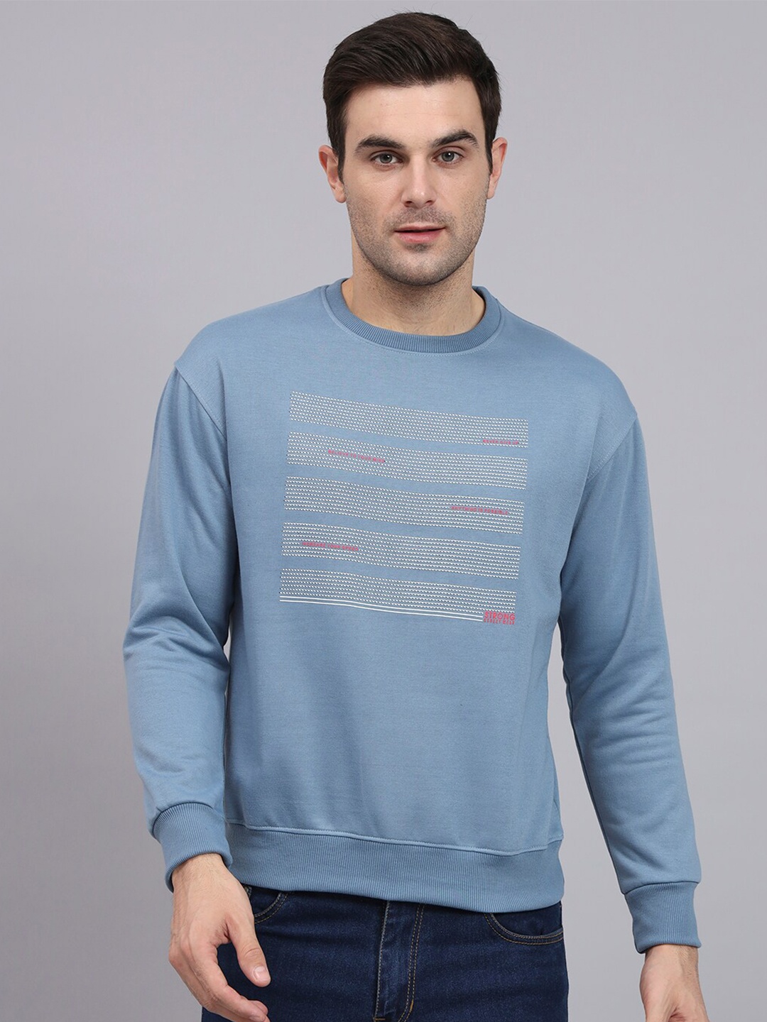 

Obaan Graphic Printed Cotton Pullover Sweatshirt, Blue