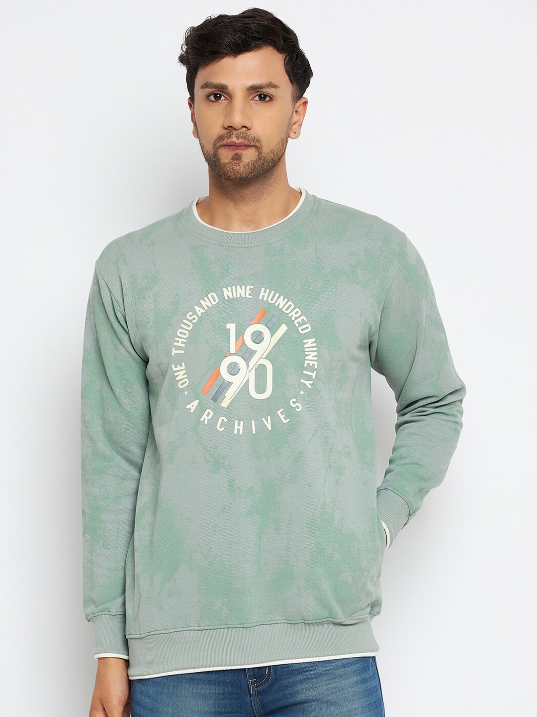 

Duke Typography Printed Long Sleeves Fleece Pullover, Green
