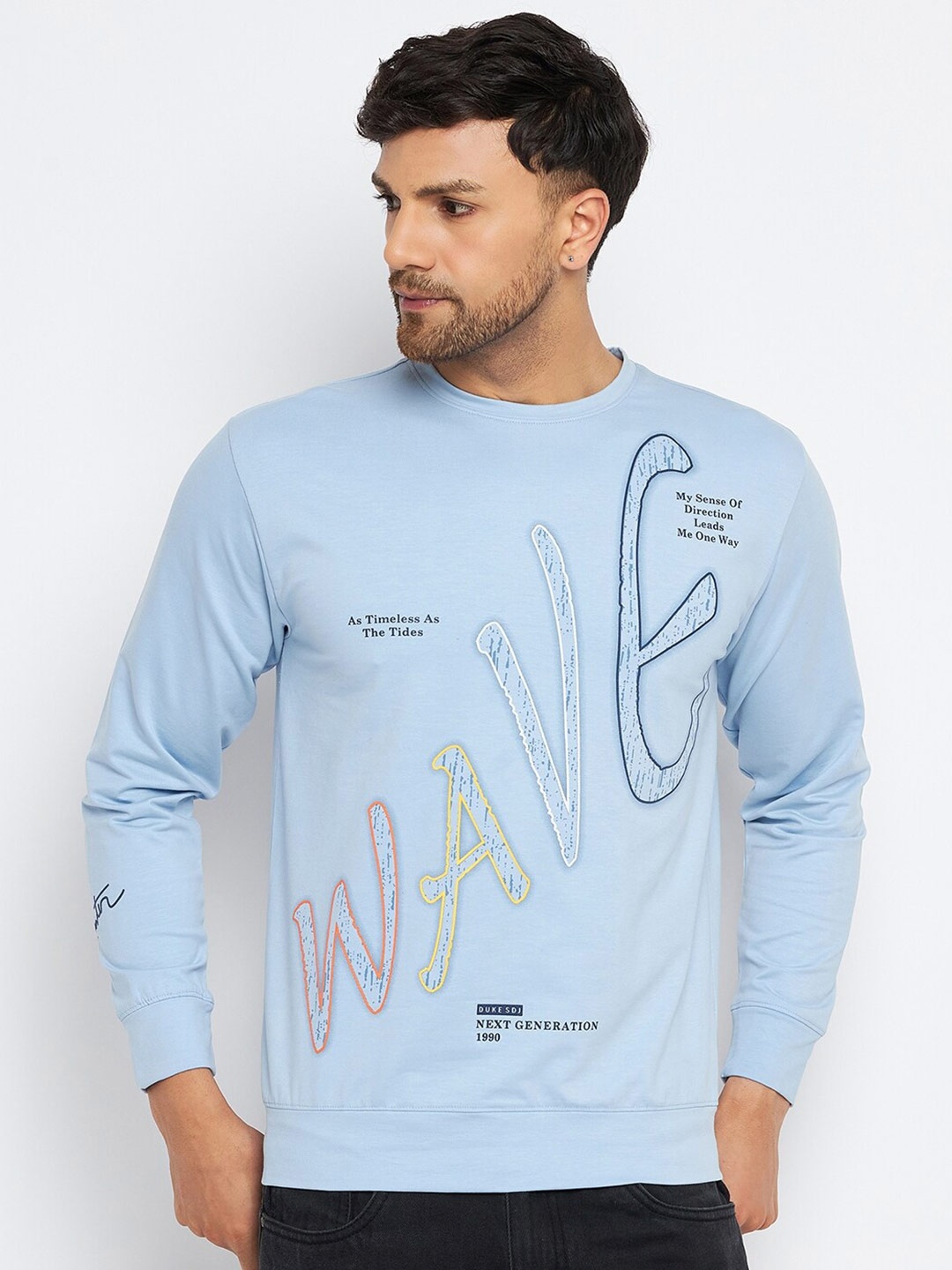 

Duke Typography Printed Long Sleeves Fleece Pullover, Blue