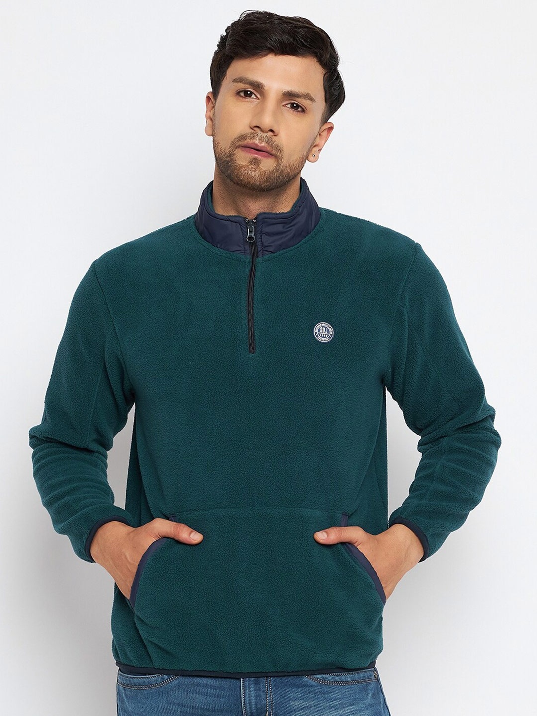 

Duke Mock Collar Long Sleeves Fleece Pullover, Teal