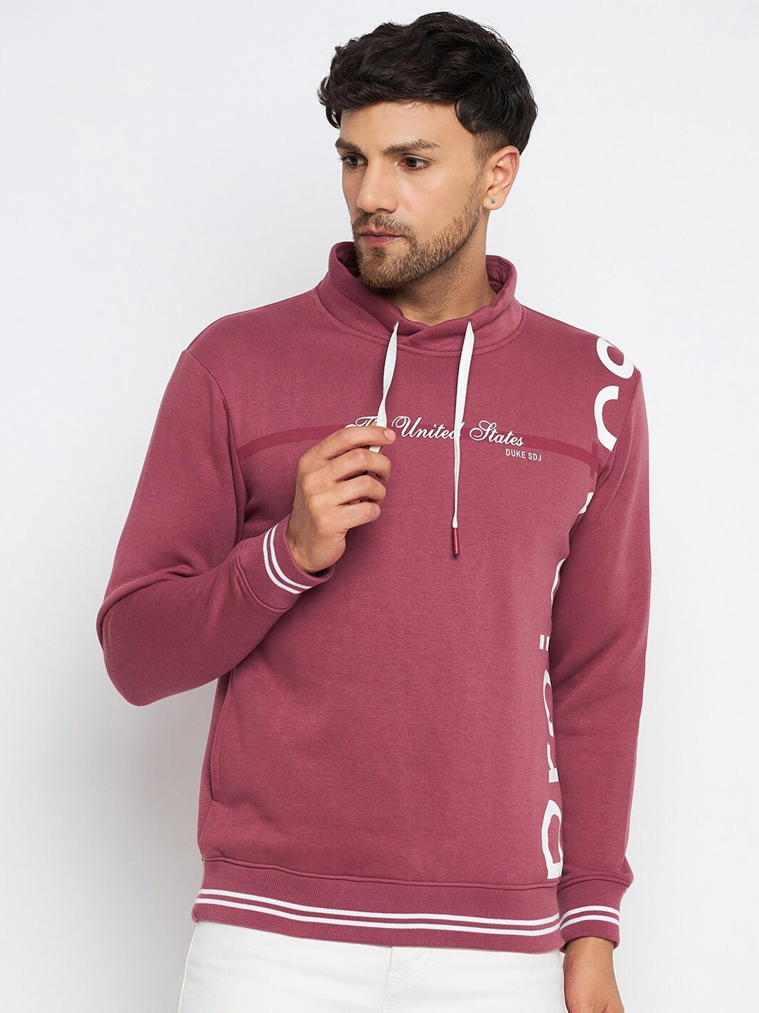 

Duke Typography Printed Long Sleeves Fleece Pullover, Maroon