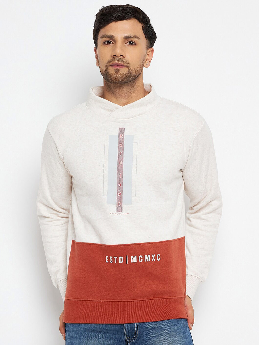 

Duke Colourblocked High Neck Sweatshirt, Cream