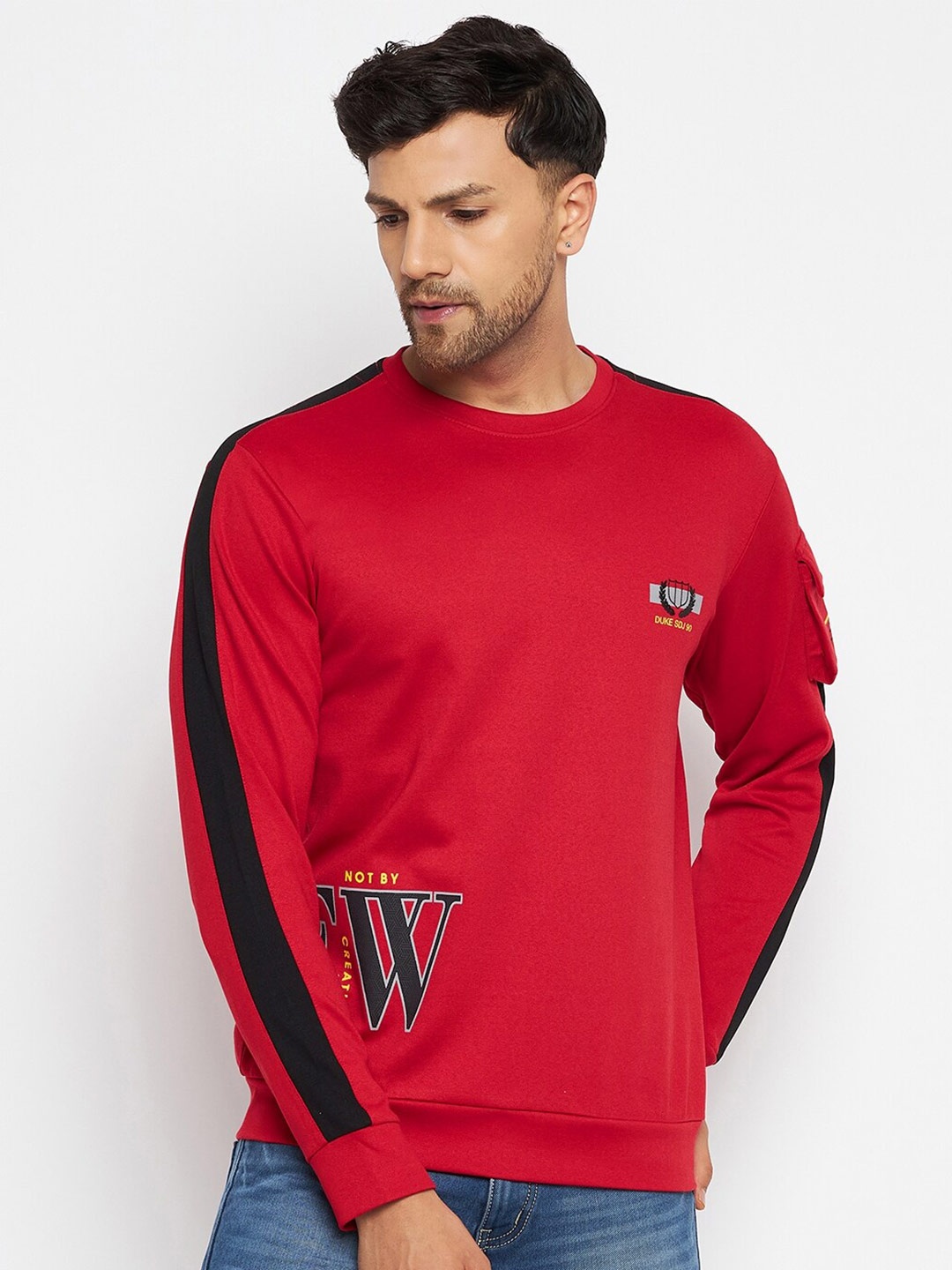 

Duke Round Neck Long Sleeves Fleece Sweatshirt, Red