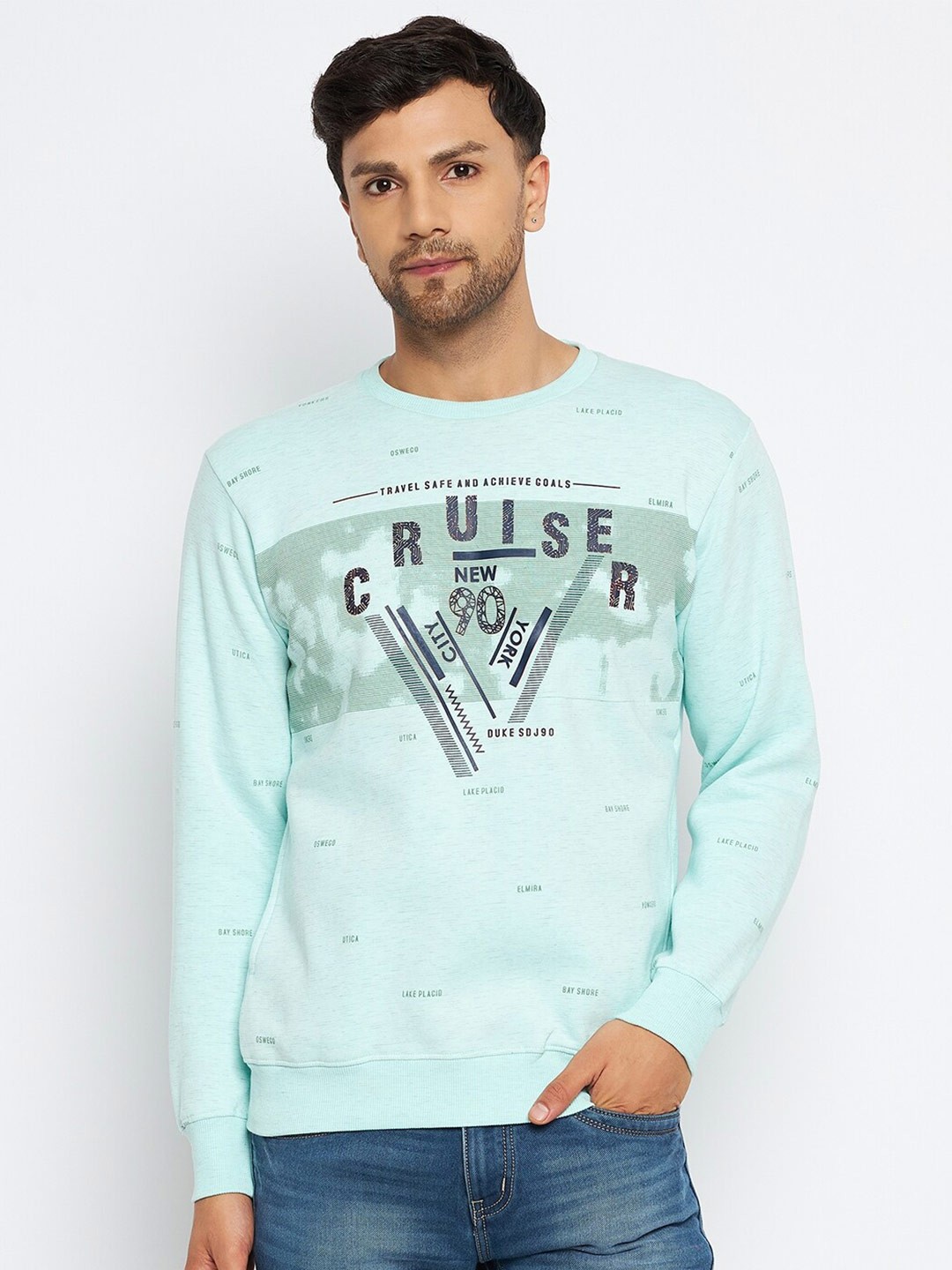 

Duke Typography Printed Long Sleeves Fleece Pullover, Green