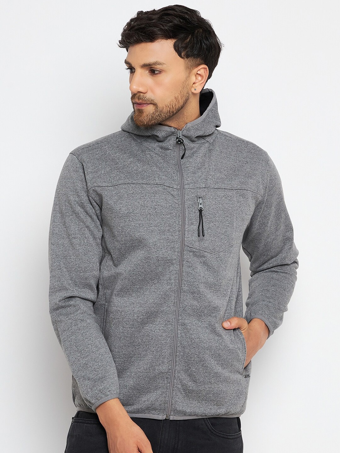 

Duke Hooded Fleece Front-Open Sweatshirt, Grey