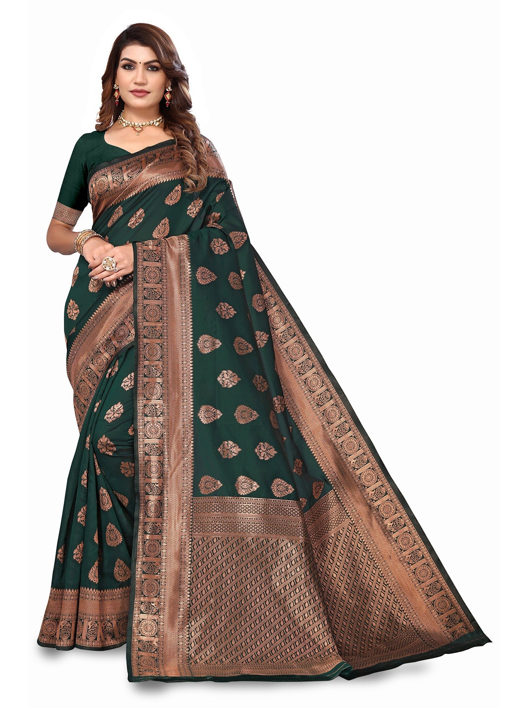 

Varanga Woven Design Zari Banarasi Saree, Green