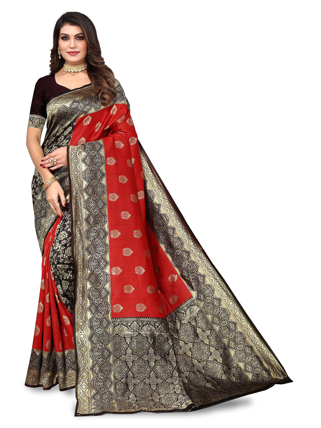 

Varanga Ethnic Motifs Zari Pure Silk Banarasi Saree, Purple