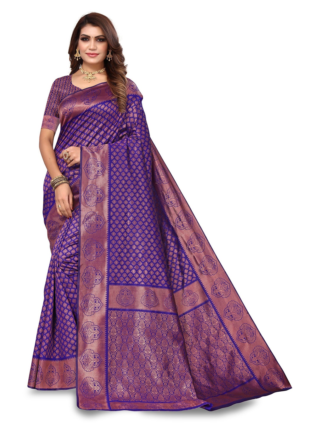 

Varanga Woven Design Zari Art Silk Banarasi Saree, Blue