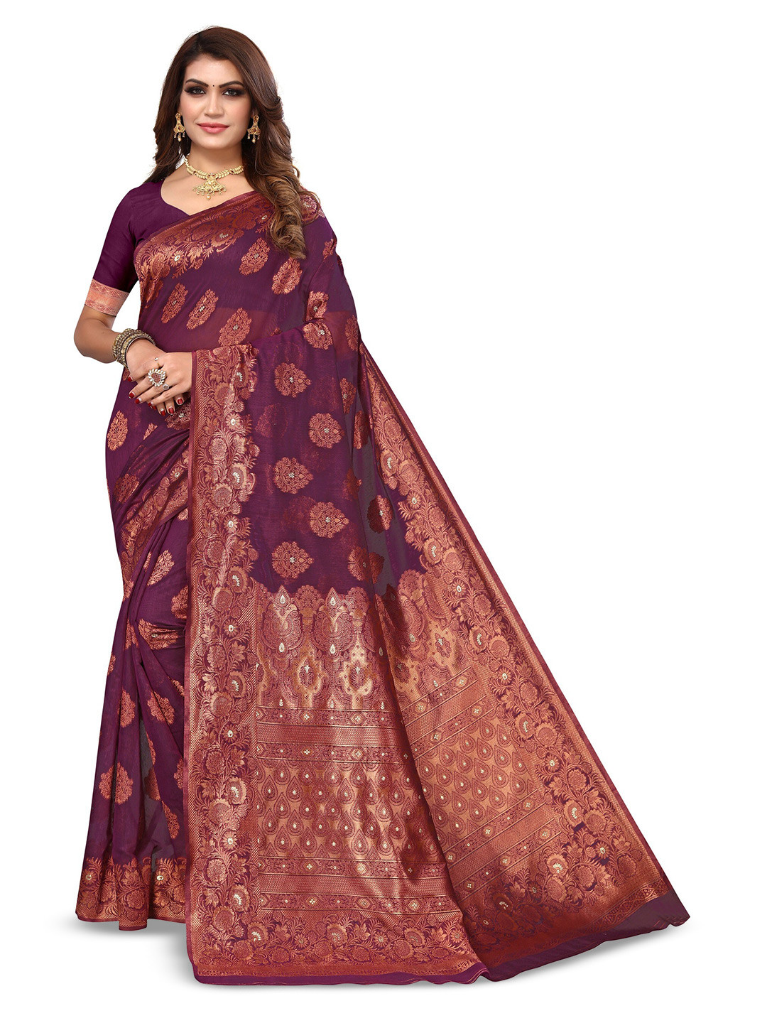 

Varanga Woven Design Zari Detailed Saree, Purple