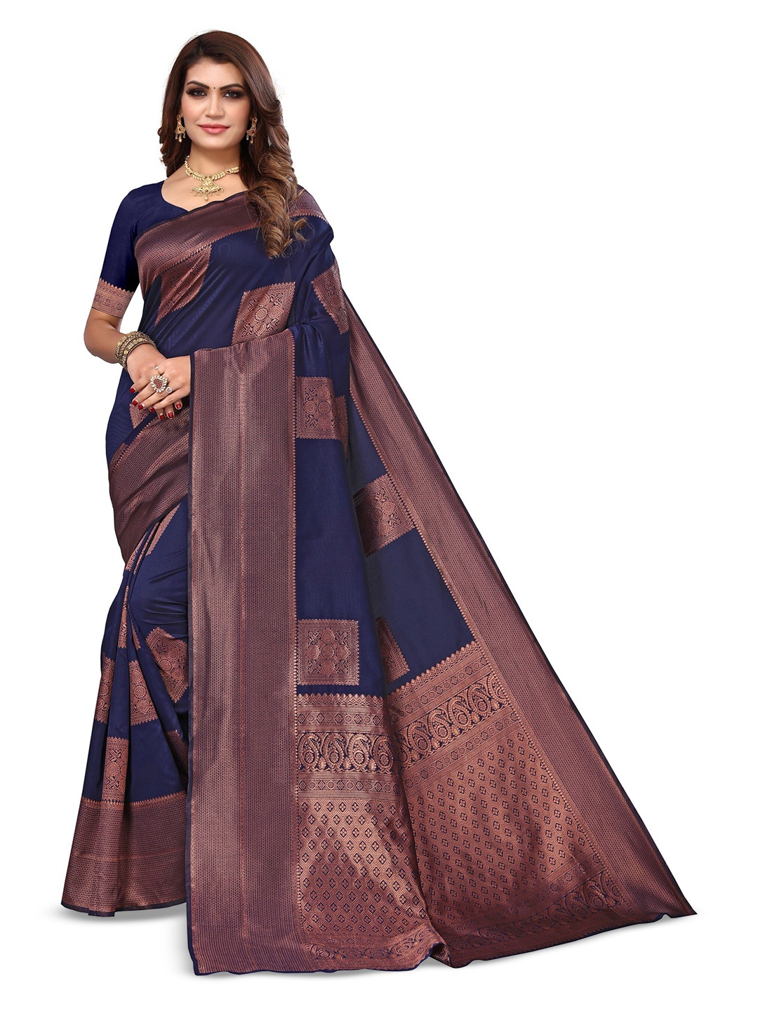 

Varanga Woven Design Zari Banarasi Saree, Navy blue