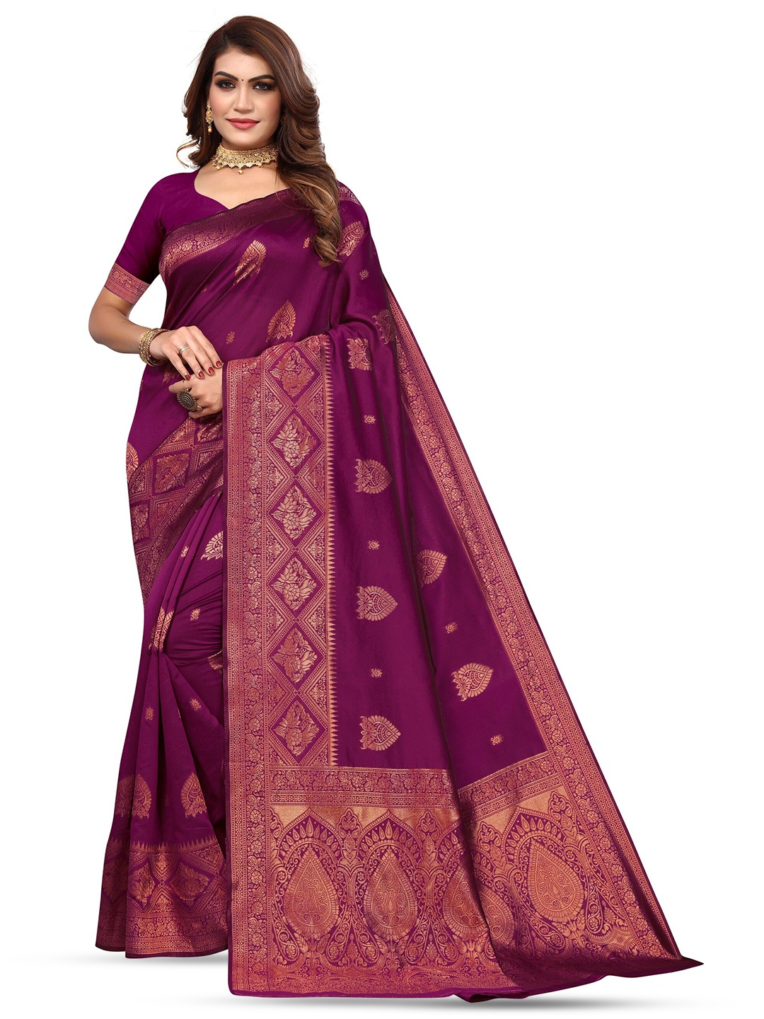

Varanga Woven Design Zari Detailed Saree, Violet