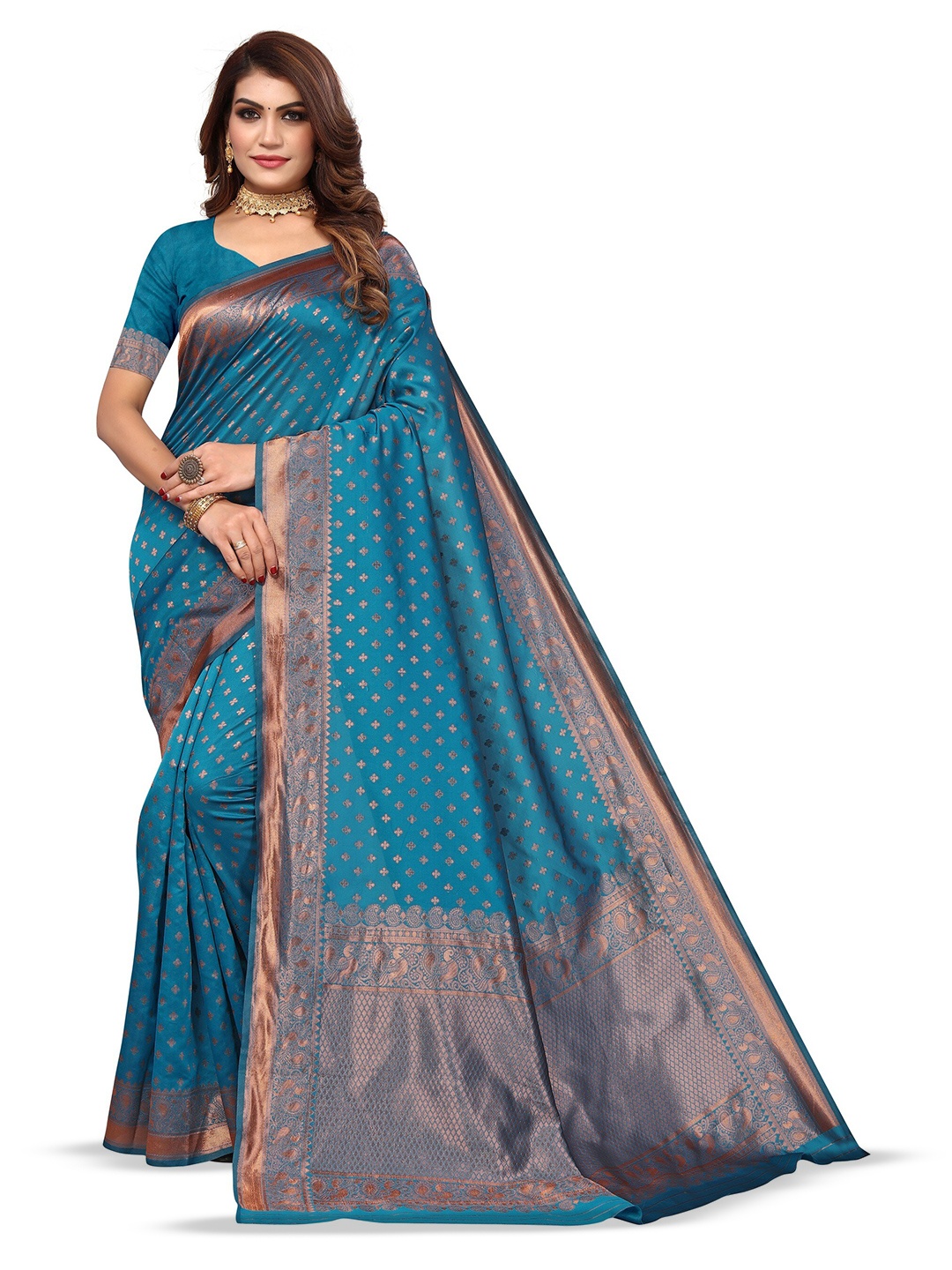 

Varanga Ethnic Woven Design Zari Art Silk Banarasi Saree, Blue