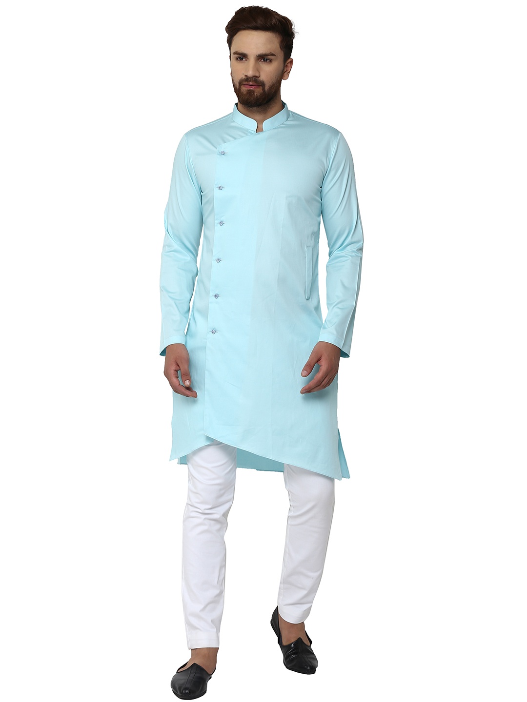 

See Designs Men Sea Green & White Solid Kurta with Pyjamas