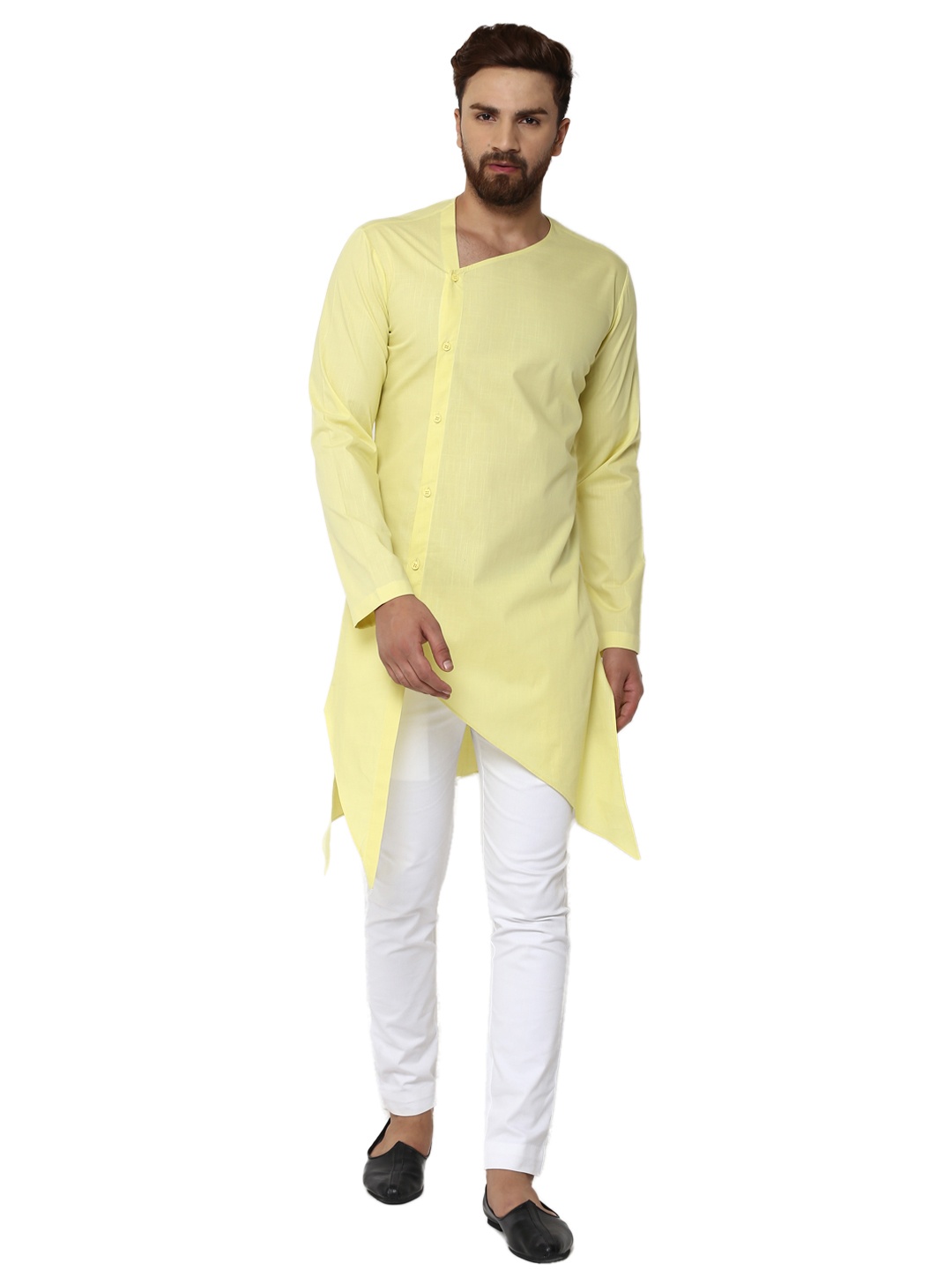 

See Designs Men Yellow & White Solid Kurta with Pyjamas