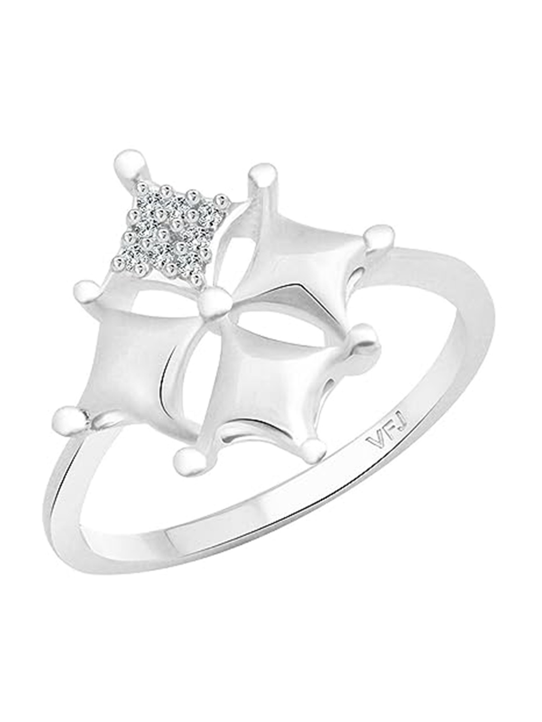 

Vighnaharta Silver-Plated Cubic Zirconia Studded Finger Ring