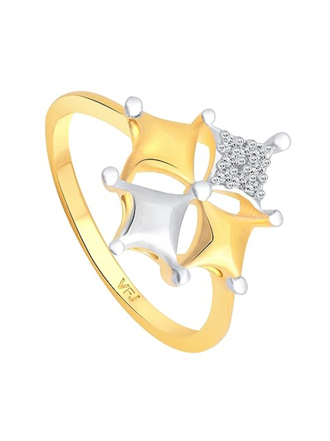 

Vighnaharta Gold-Plated CZ Studded Nice Square Finger Ring