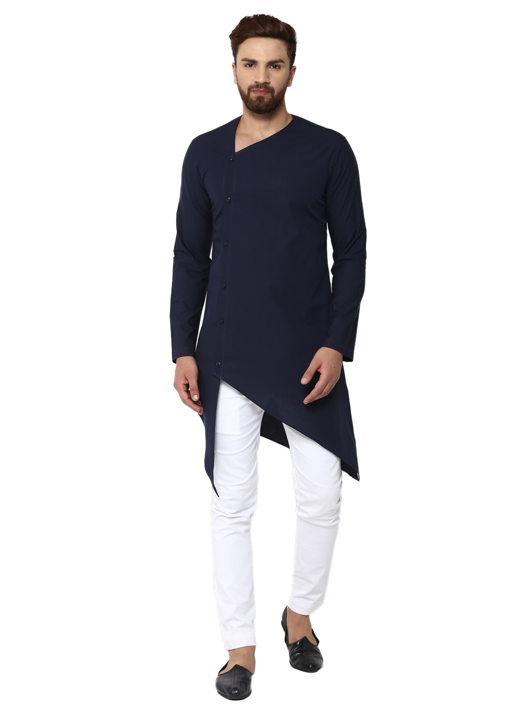 

See Designs Men Navy Blue & White Solid Kurta with Pyjamas